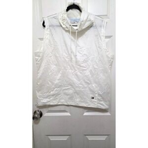Tommy Hilfiger White Sleeveless Nylon Pullover Jacket Adjustable Drawstring XL/X